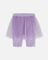 Short cycliste avec jupe en tulle lilas