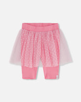 Short cycliste avec jupe en tulle rose éclatant