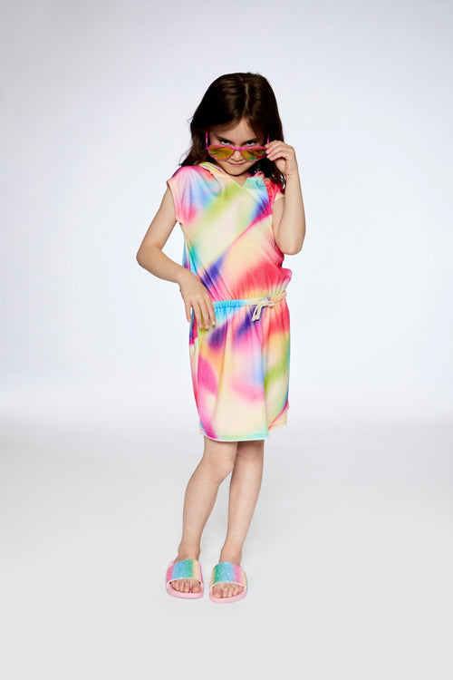 Terry Cloth Hooded Dress Multicolor Pink - F30YG87_618