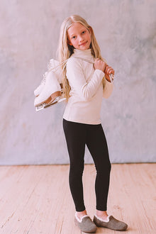 Rippenleggings Schwarz