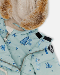 Two Piece Baby Snowsuit Sage Printed Racoons Snowsuits Deux par Deux 