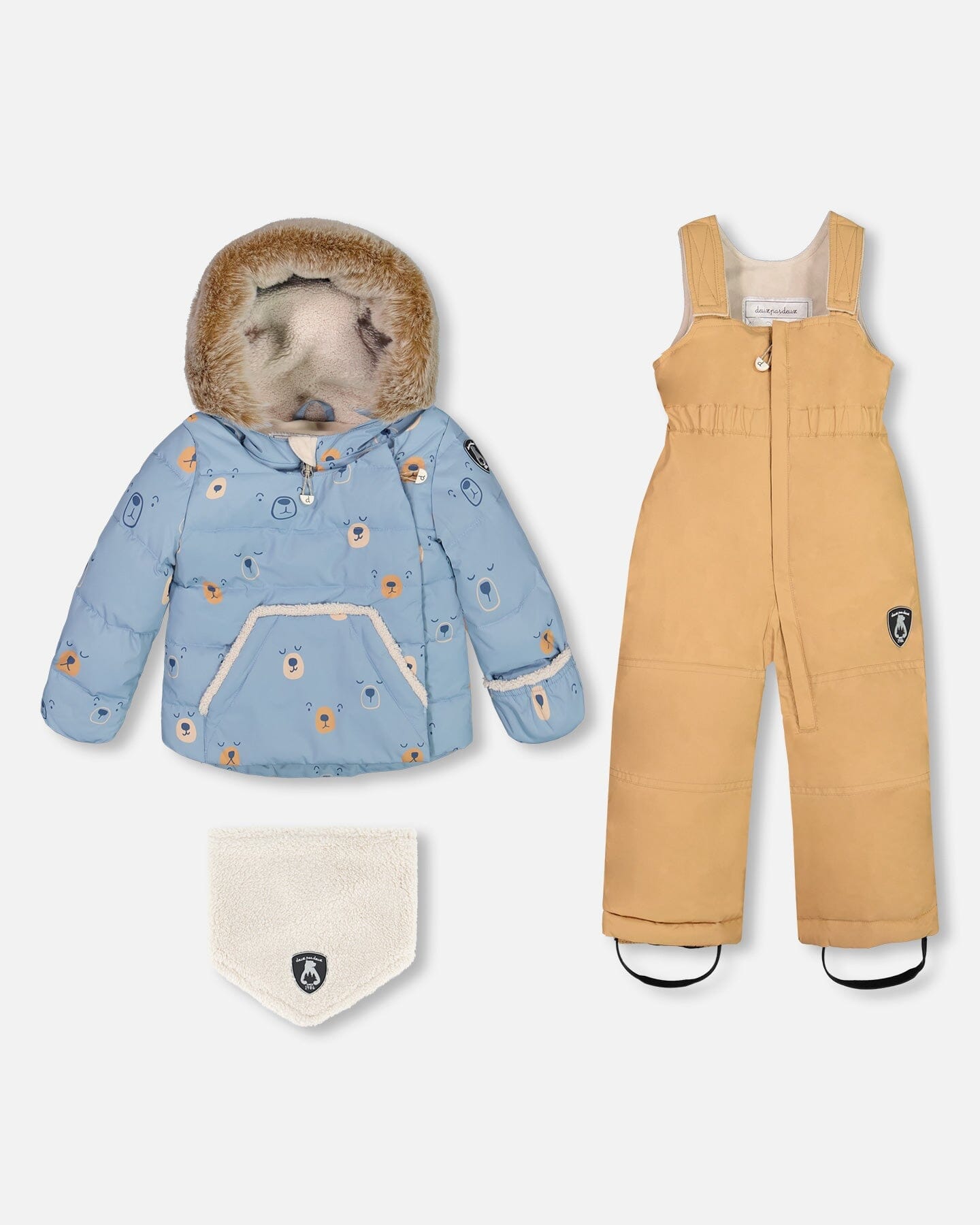 Two Piece Baby Snowsuit Blue Printed Bear Face And Doe - G10A501_160