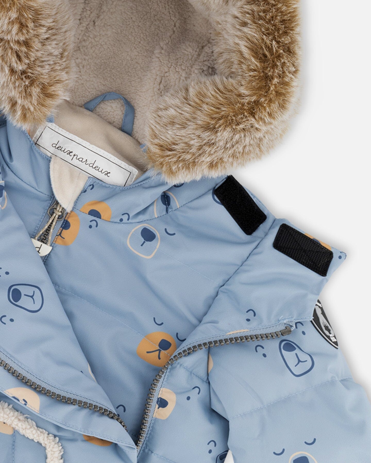 Two Piece Baby Snowsuit Blue Printed Bear Face And Doe - G10A501_160