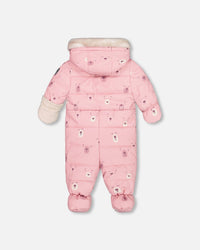 One Piece Baby Snowsuit Pink Bears Designed For Car Seat - G10A601_001