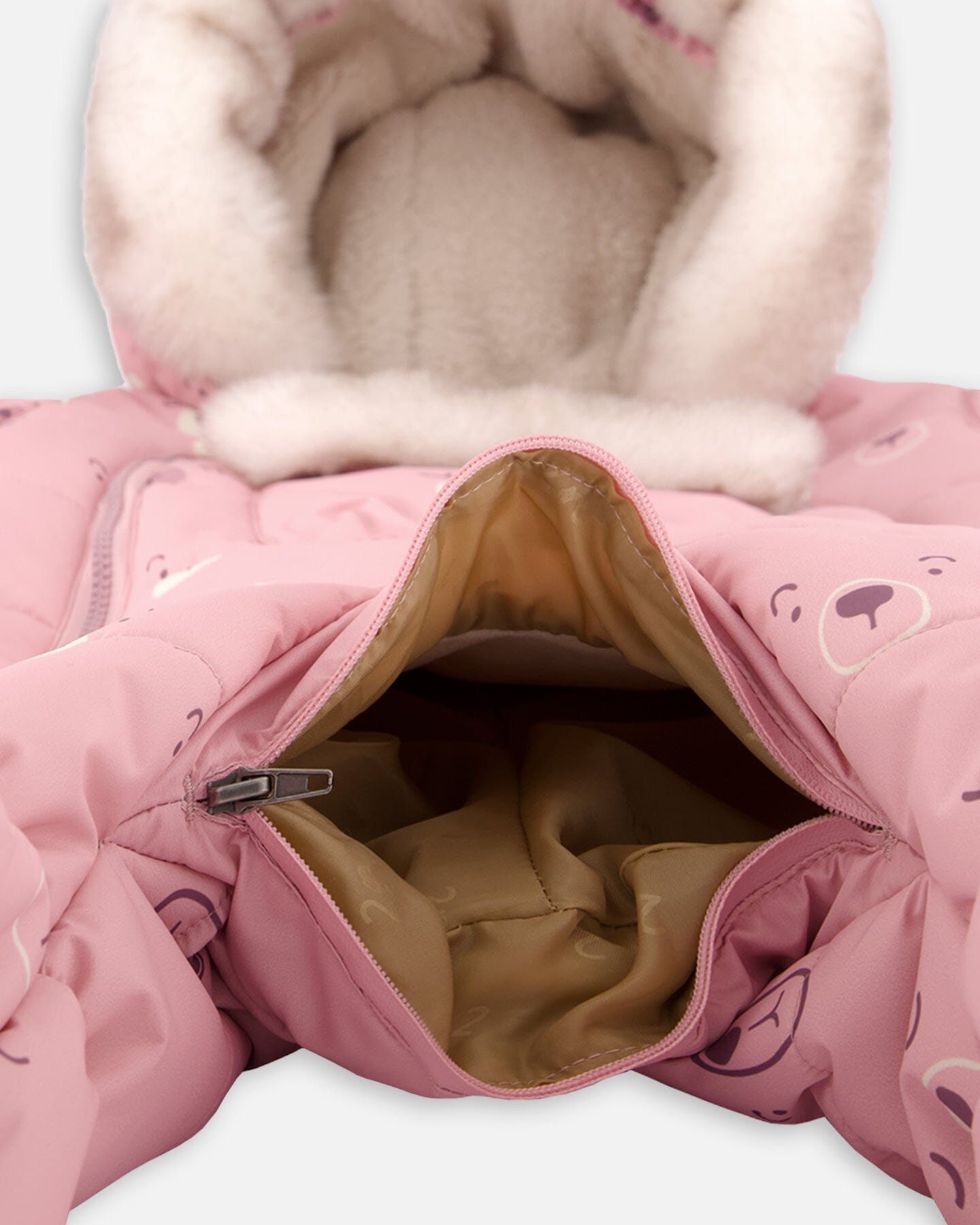 One Piece Baby Snowsuit Pink Bears Designed For Car Seat - G10A601_001