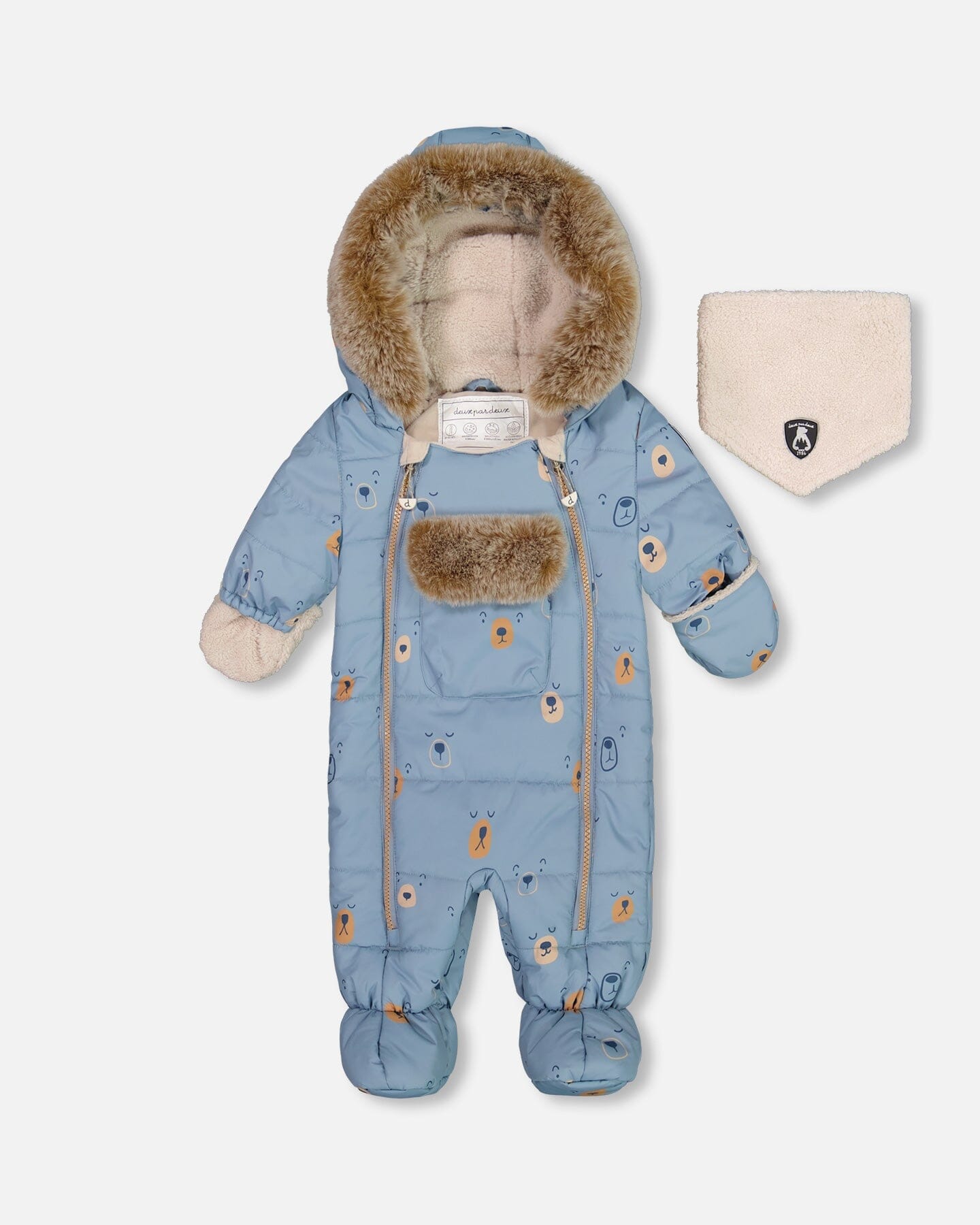 One Piece Baby Snowsuit Blue Bears Designed For Car Seat - G10A601_002