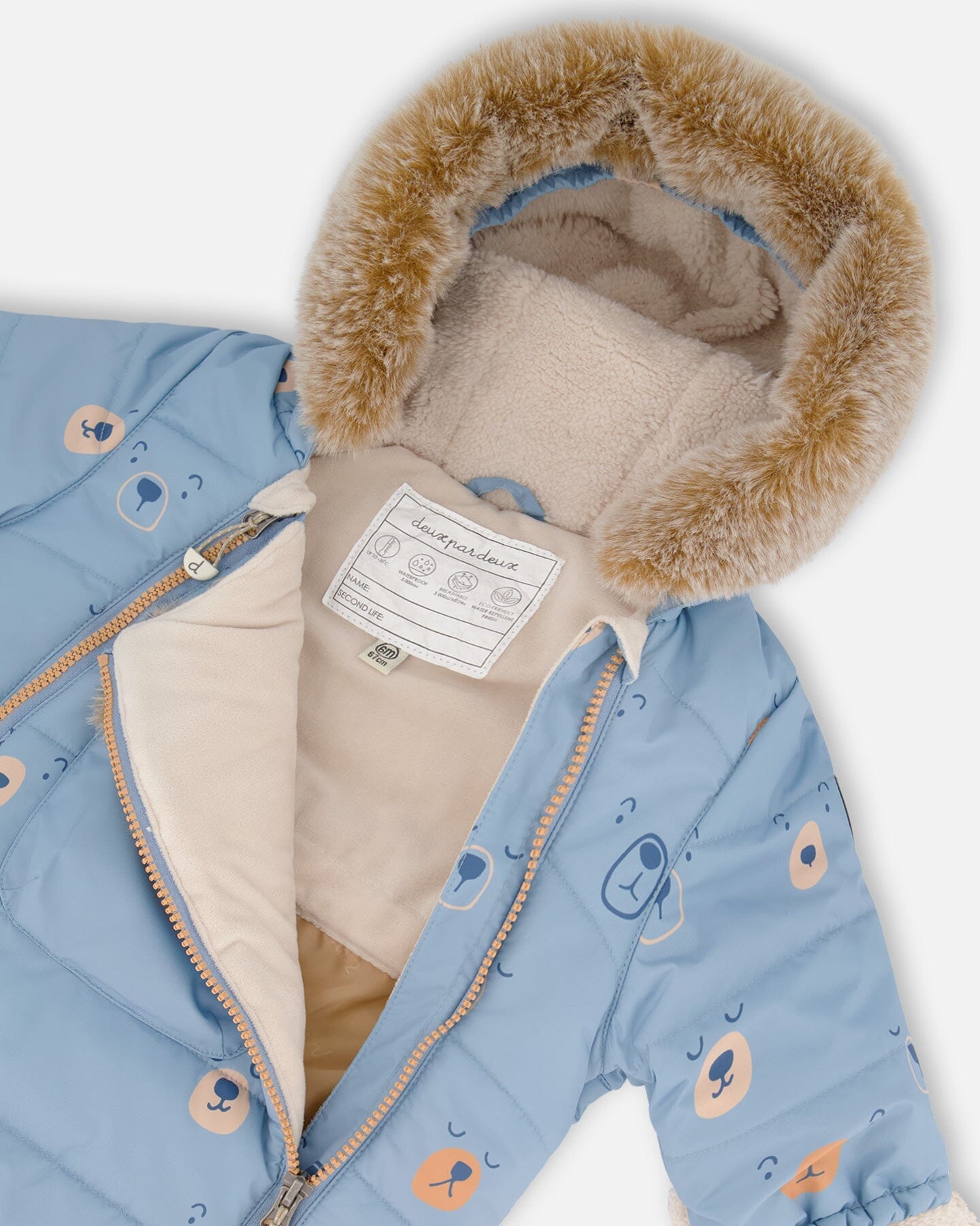 One Piece Baby Snowsuit Blue Bears Designed For Car Seat - G10A601_002