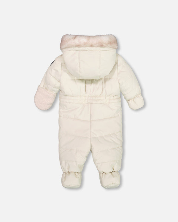 One Piece Baby Bear Face Snowsuit Silver White Designed For Car Seat - G10A602_151