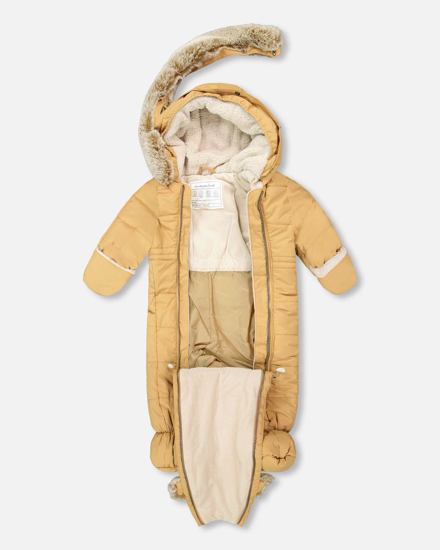 One Piece Baby Bear Face Snowsuit Doe Designed For Car Seat Snowsuits Deux par Deux 