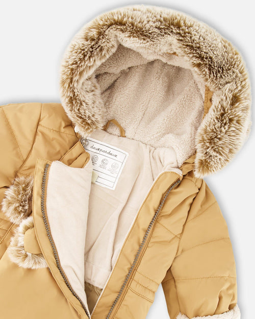 One Piece Baby Bear Face Snowsuit Doe Designed For Car Seat Snowsuits Deux par Deux 