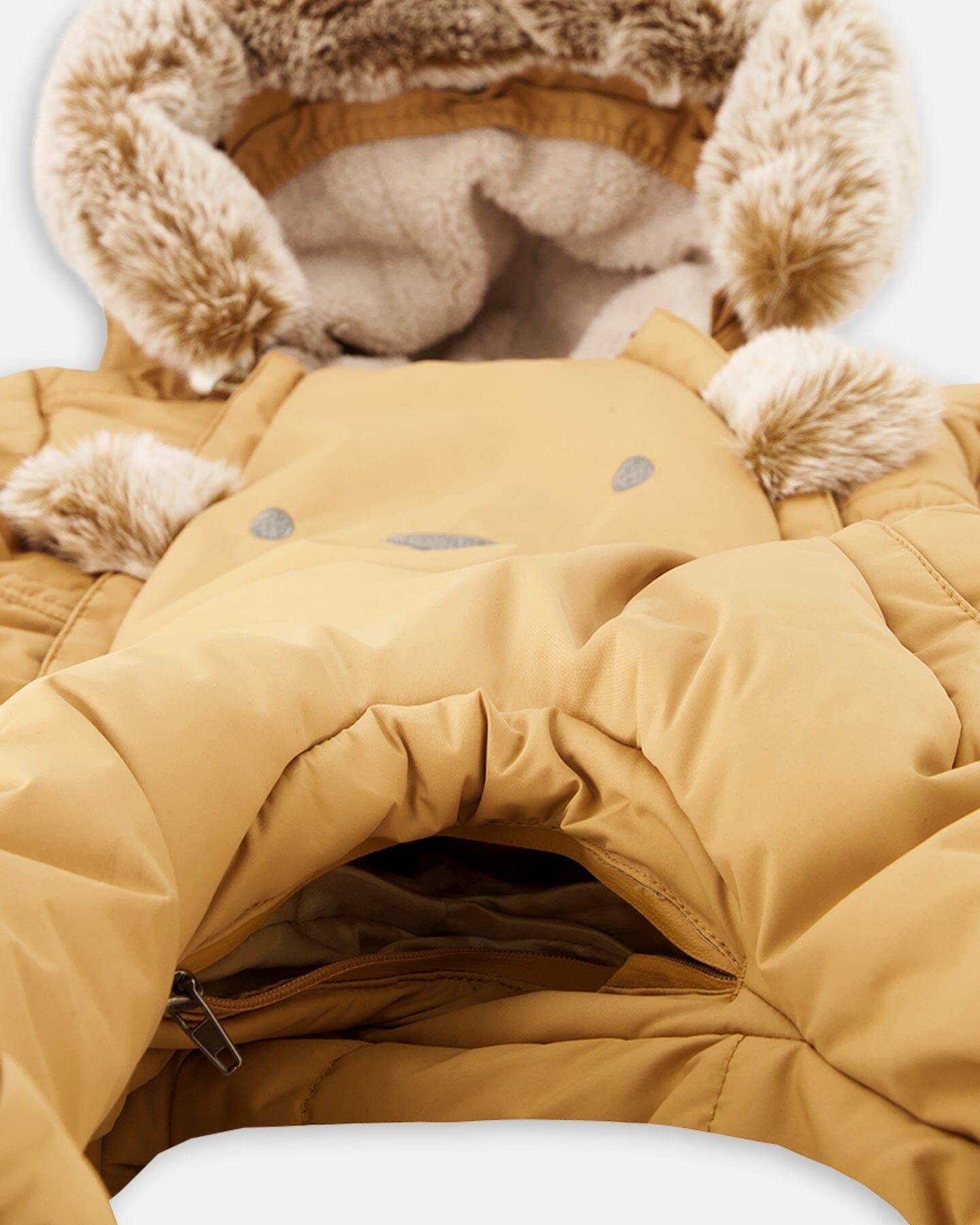 One Piece Baby Bear Face Snowsuit Doe Designed For Car Seat Snowsuits Deux par Deux 