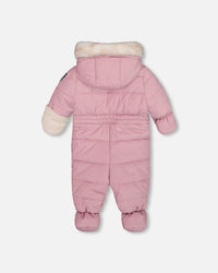 One Piece Baby Bear Face Snowsuit Orchid Designed For Car Seat - G10A602_508