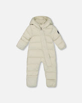 One-Piece Compressible Snowsuit White For Baby Designed For Car Seat