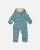 One-Piece Compressible Snowsuit Ash Blue For Baby Designed For Car Seat