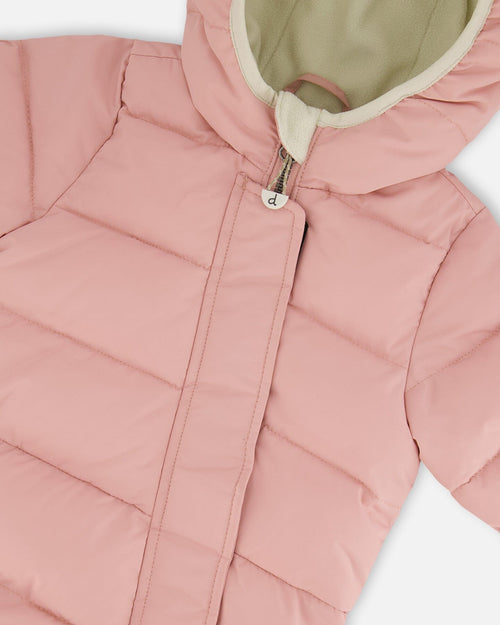 One-Piece Compressible Snowsuit Pink For Baby Snowsuits Deux par Deux 