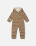 One-Piece Compressible Snowsuit Coffee For Baby Snowsuits Deux par Deux 