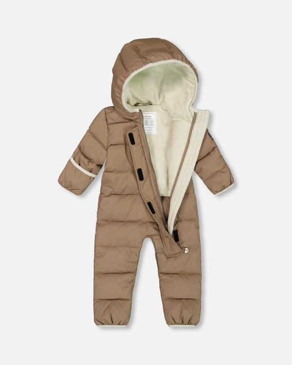 One-Piece Compressible Snowsuit Coffee For Baby Snowsuits Deux par Deux 