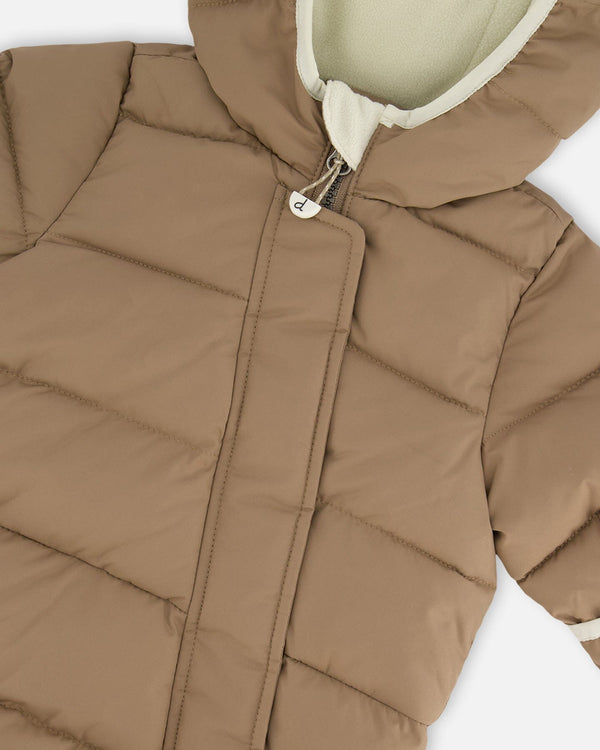 One-Piece Compressible Snowsuit Coffee For Baby Snowsuits Deux par Deux 