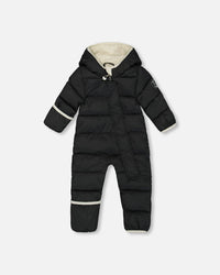 One-Piece Compressible Snowsuit Black For Baby Snowsuits Deux par Deux 