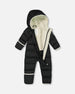 One-Piece Compressible Snowsuit Black For Baby Snowsuits Deux par Deux 