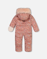 One Piece Baby Hooded Snowsuit Printed Vintage Flowers Designed For Car Seat - G10B701_005