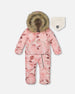 One Piece Baby Hooded Snowsuit Printed Roses Designed For Car Seat - G10B701_018