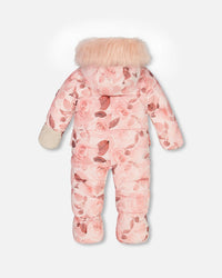 One Piece Baby Hooded Snowsuit Printed Roses Designed For Car Seats & Strollers Snowsuits Deux par Deux 