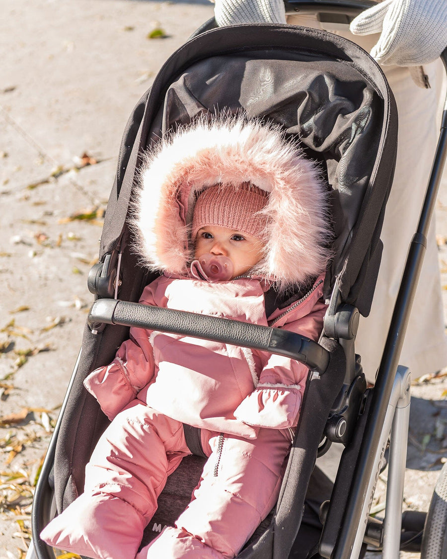 One-Piece Baby Snug Snowsuit Designed For Car Seat Black Snowsuits Deux par Deux 