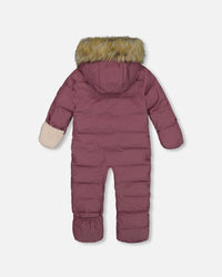 One Piece Baby Hooded Snowsuit Dark Purple Designed For Car Seat - G10B701_561