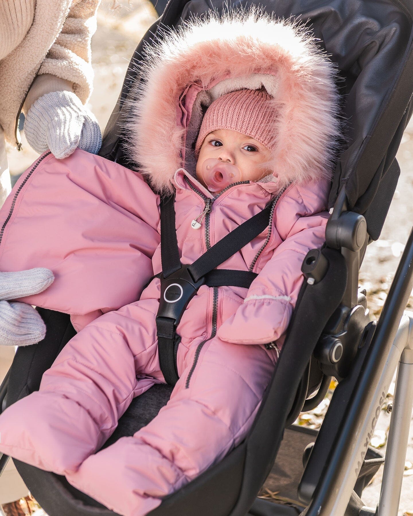 One Piece Baby Hooded Snowsuit Pink Designed For Car Seat - G10B701_637