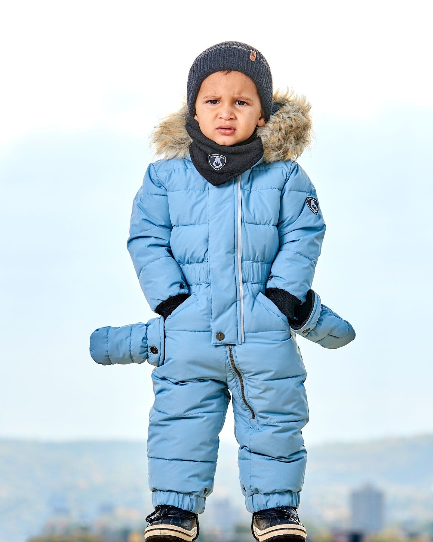 One Piece Baby Snowsuit Ash Blue - G10B702_432