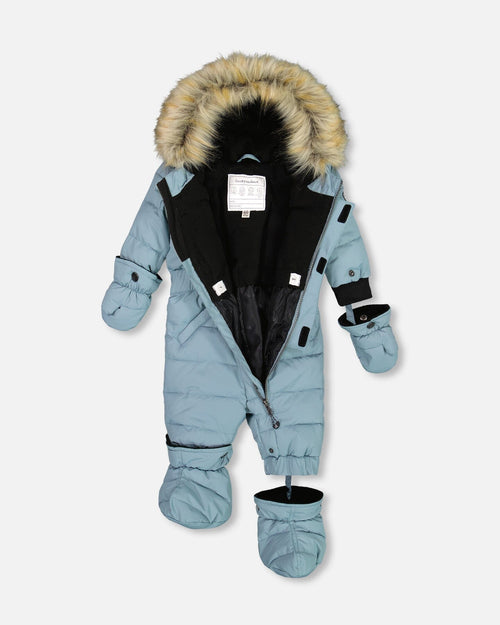 One Piece Baby Snowsuit Ash Blue - G10B702_432