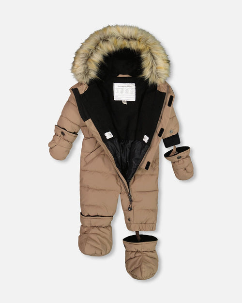 One Piece Baby Snowsuit Coffee - G10B702_907