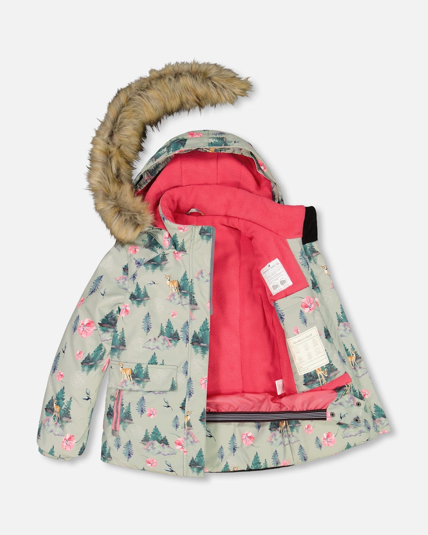 Two Piece Snowsuit Candy Pink Printed Deer - G10C802_639