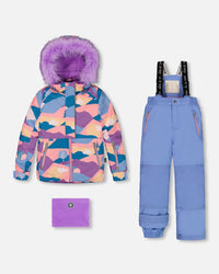 Two Piece Snowsuit Vintage Blue Printed Landscape - G10D801_490