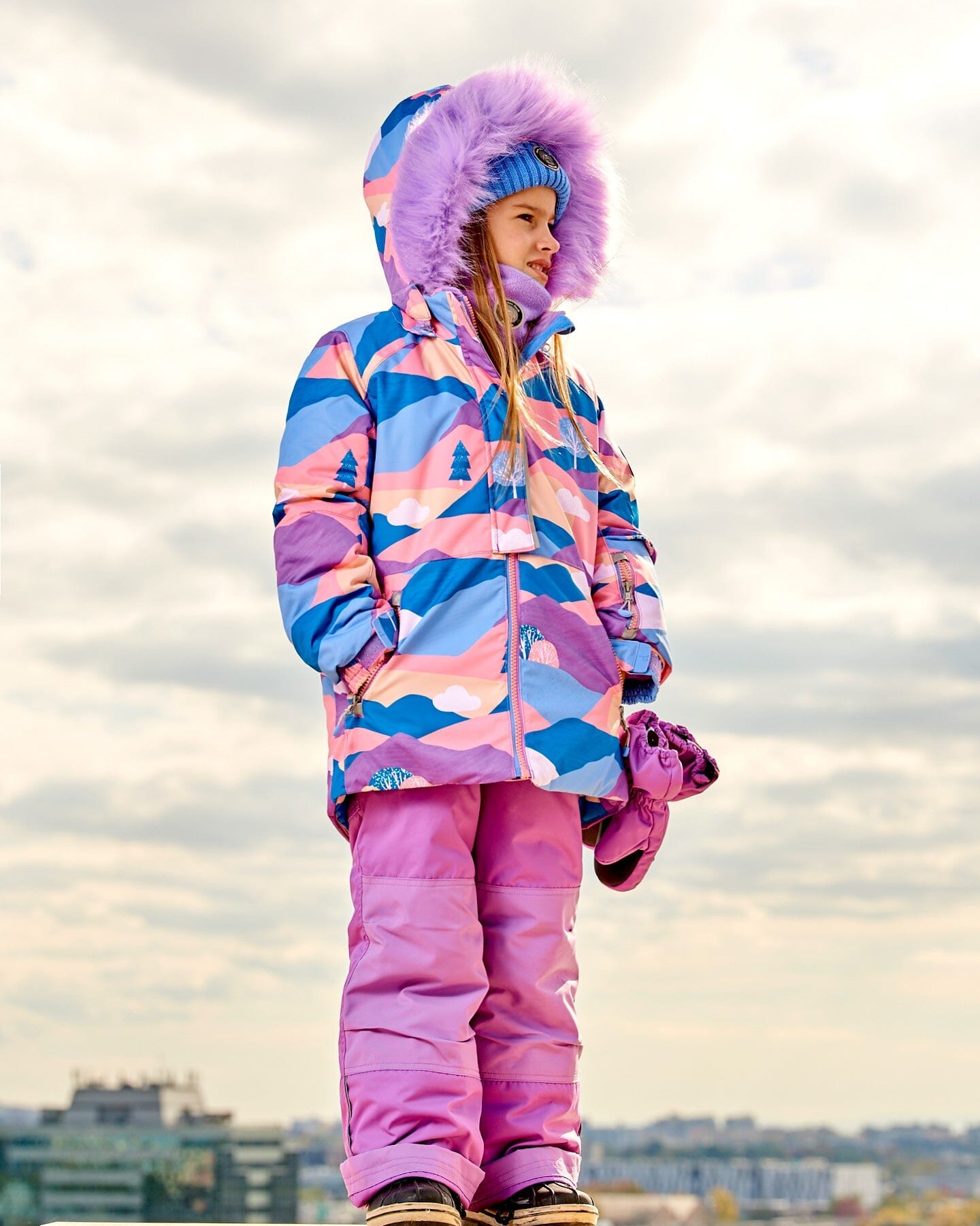 Two Piece Snowsuit Mauve Printed Landscape - G10D801_513