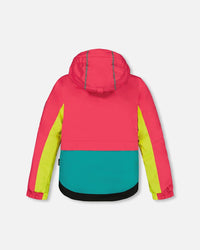 Two Piece Snowsuit Colorblock Fuchsia, Lime And Turquoise With Printed Bubbles - G10E806_010