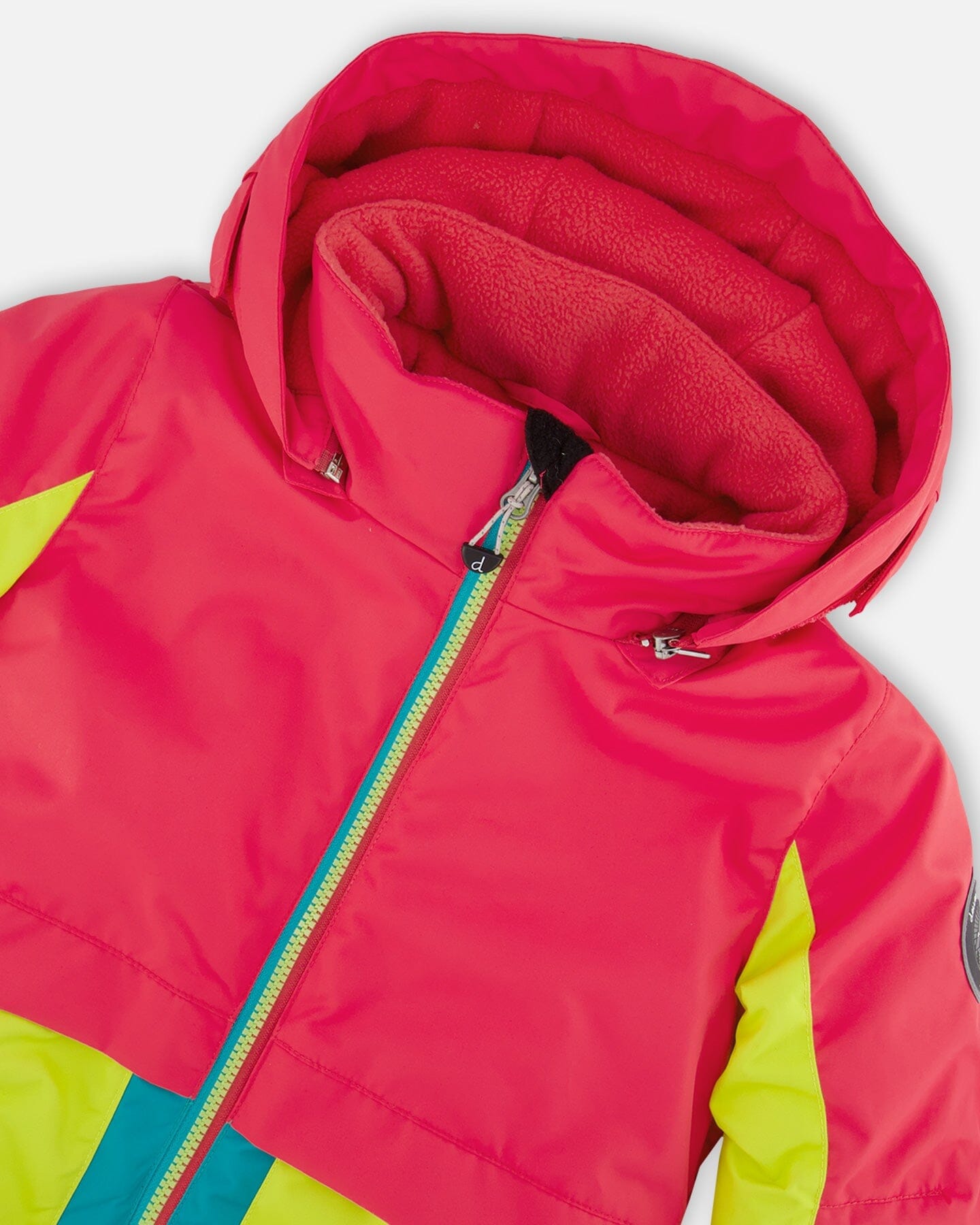 Two Piece Snowsuit Colorblock Fuchsia, Lime And Turquoise With Printed Bubbles - G10E806_010