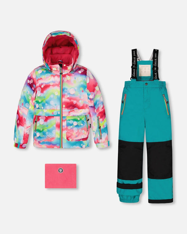 Two Piece Snowsuit Printed Bubbles And Turquoise - G10E806_436
