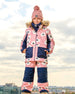 Two Piece Snowsuit Allover Print Pink Printed Off White Flowers - G10F803_009