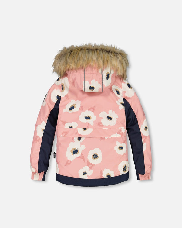 Two Piece Snowsuit Allover Print Pink Printed Off White Flowers - G10F803_009