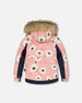 Two Piece Snowsuit Allover Print Pink Printed Off White Flowers - G10F803_009