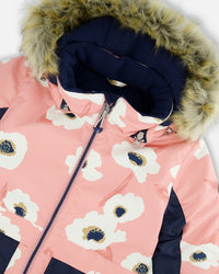 Two Piece Snowsuit Allover Print Pink Printed Off White Flowers - G10F803_009