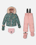 Two Piece Baby Snowsuit Silver Pink Printed Woodland Animals - G10G502_622