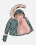 Two Piece Baby Snowsuit Silver Pink Printed Woodland Animals - G10G502_622
