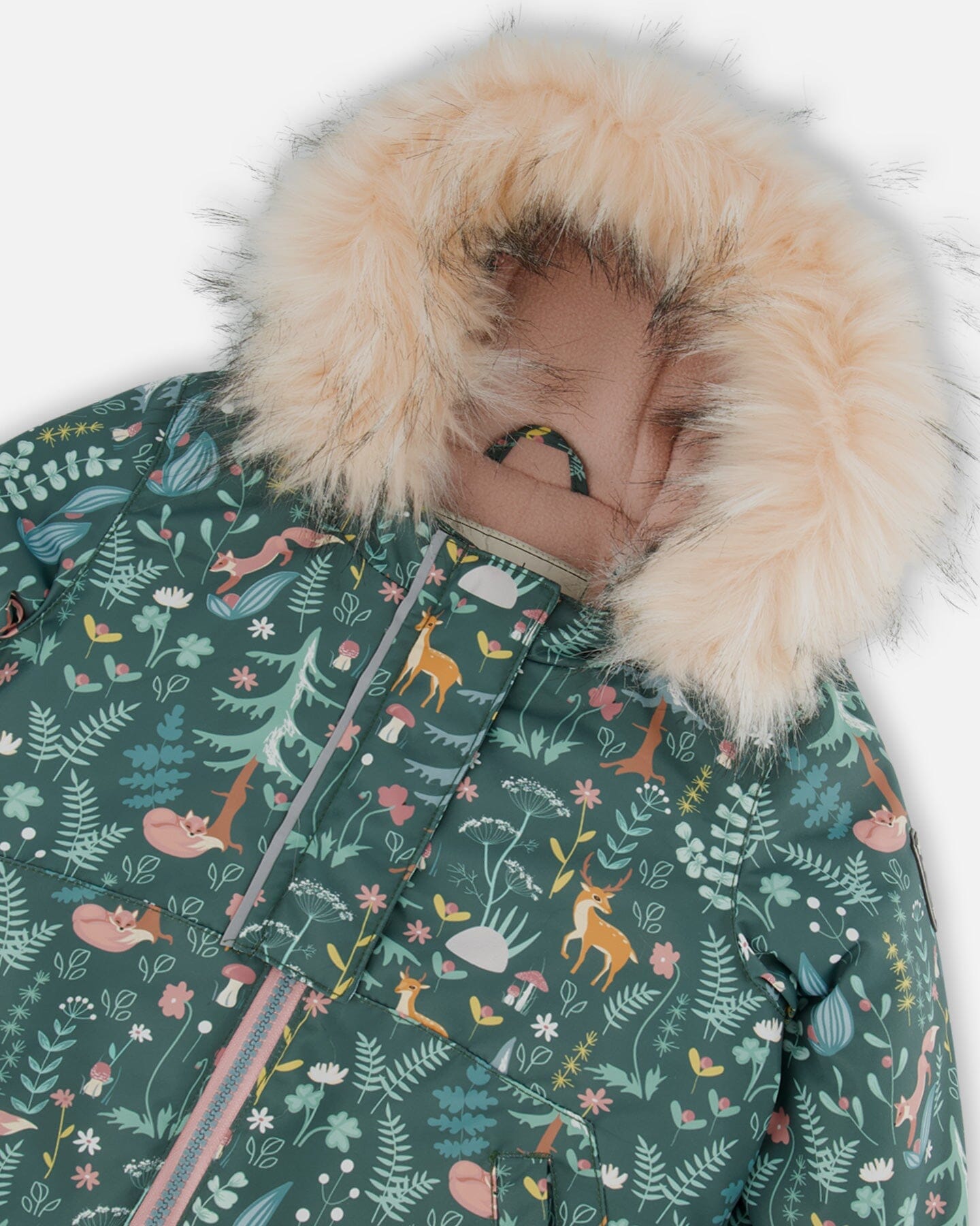 Two Piece Baby Snowsuit Silver Pink Printed Woodland Animals - G10G502_622