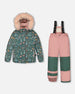 Two Piece Snowsuit Silver Pink Printed Woodland Animals - G10G802_622