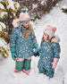 Two Piece Snowsuit Silver Pink Printed Woodland Animals Snowsuits Deux par Deux 