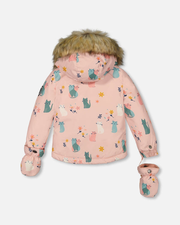 Two Piece Baby Snowsuit Sage Green And Printed Cats - G10H502_476