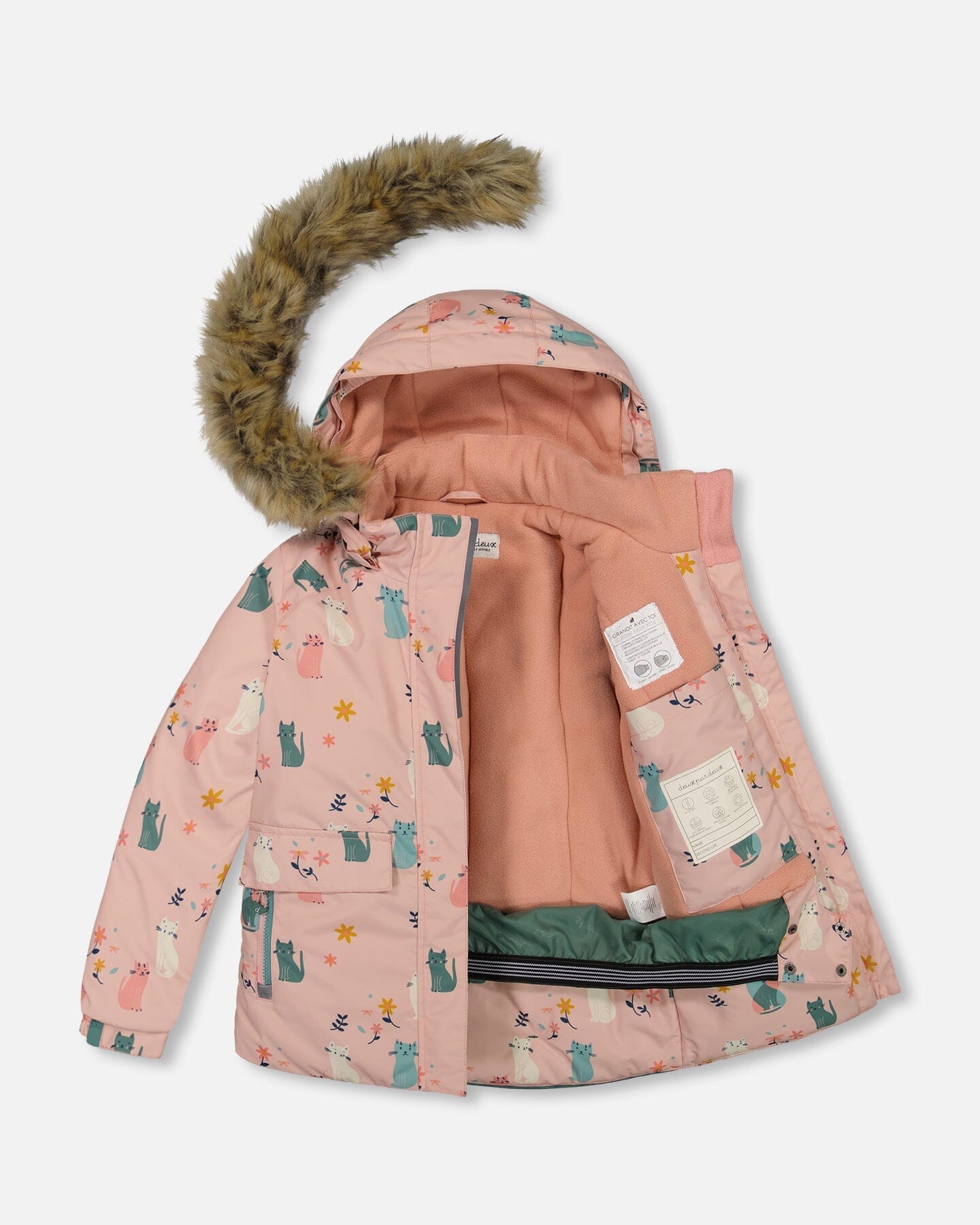 Two Piece Snowsuit Sage Green Printed Cats - G10H802_476